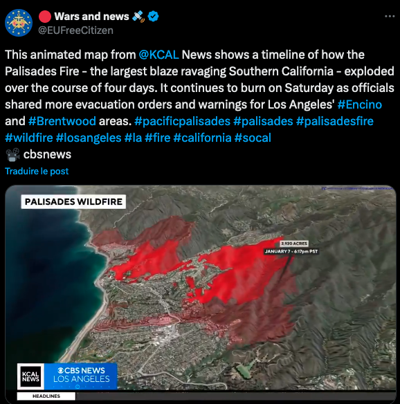Animation 3D de la progression des incendies à L.A – Philippe François